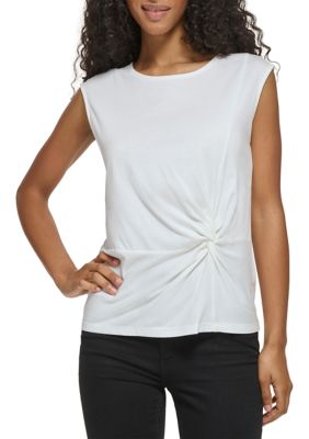 Calvin Klein Women's Twist Front Cotton Blend T-Shirt
