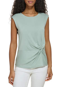 Calvin Klein Women's Twist Front Cotton Blend T-Shirt