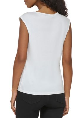 Calvin Klein Women's Twist Front Cotton Blend T-Shirt