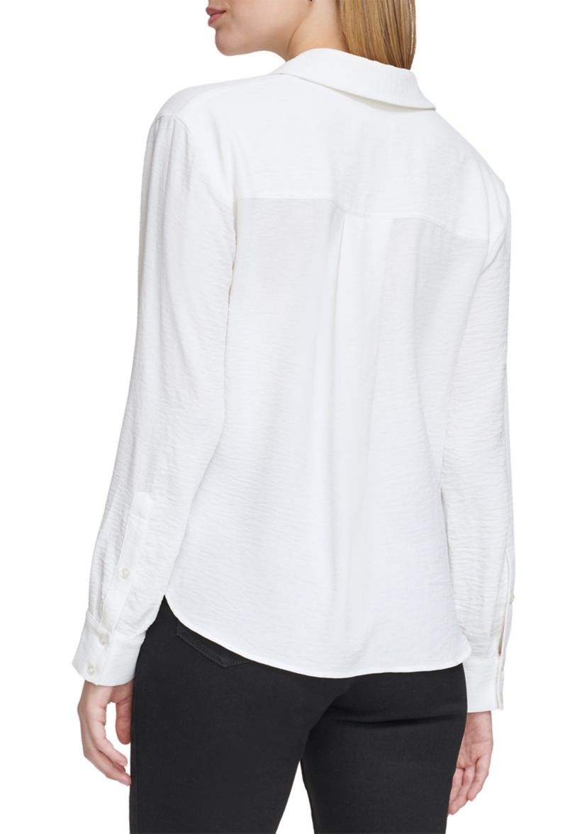 Womens Long Sleeve Airflow Wrap Top with Collar