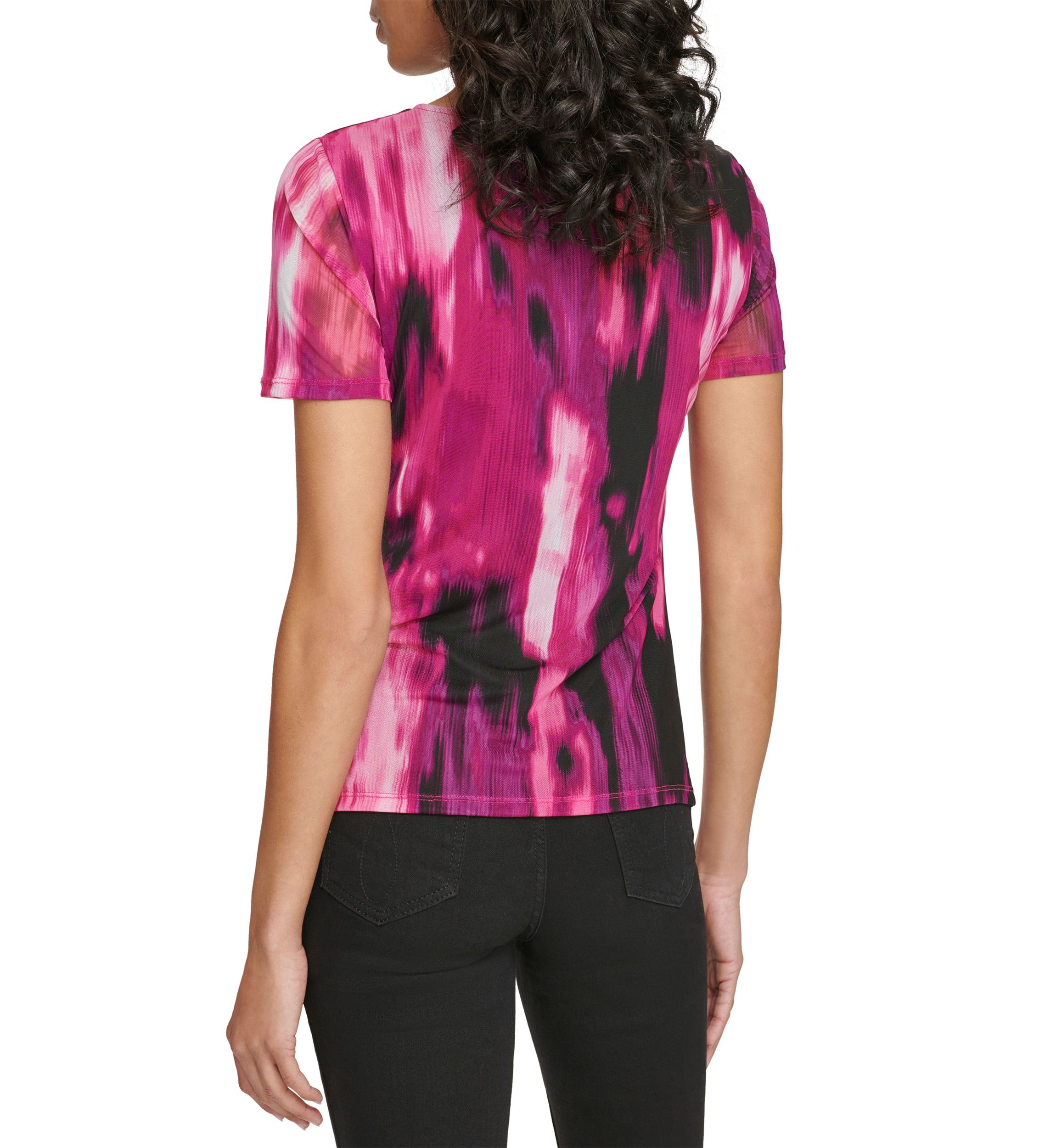 Womens Printed Mesh Knit Top