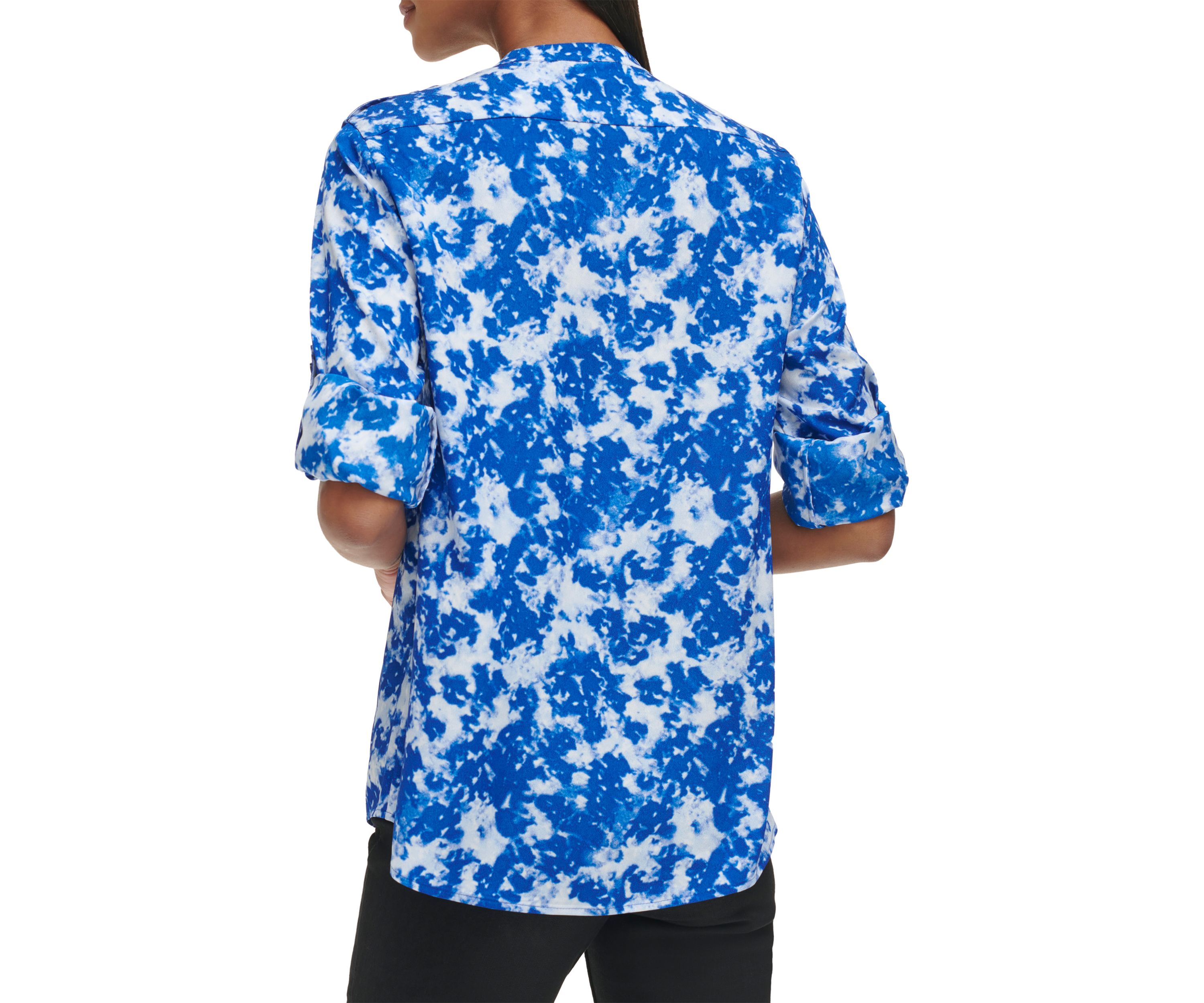 Womens Floral Cuff Sleeve Blouse