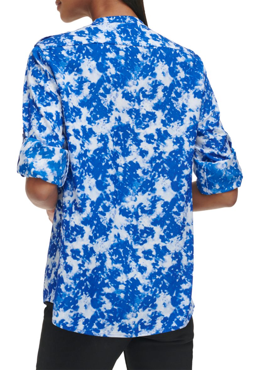 Womens Floral Cuff Sleeve Blouse