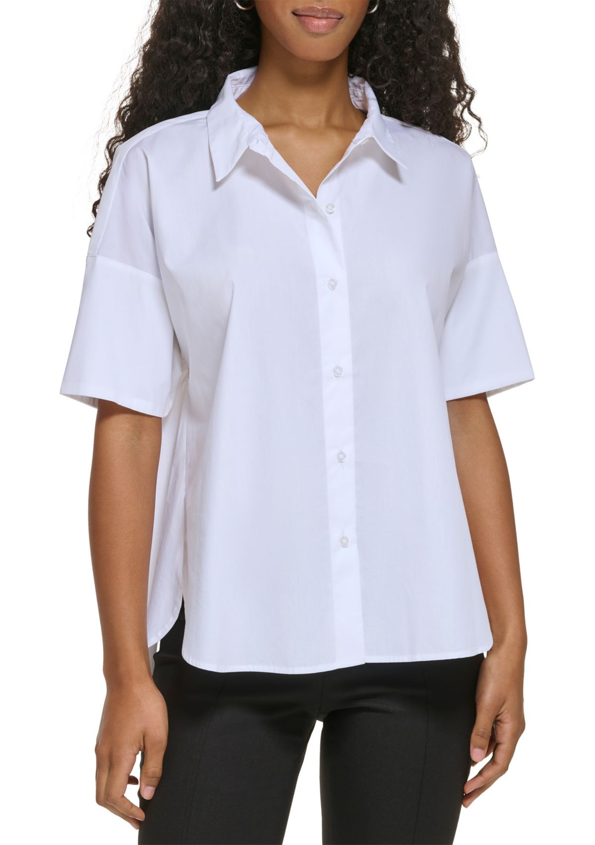 Womens Essential Short Sleeve Poplin Shirt