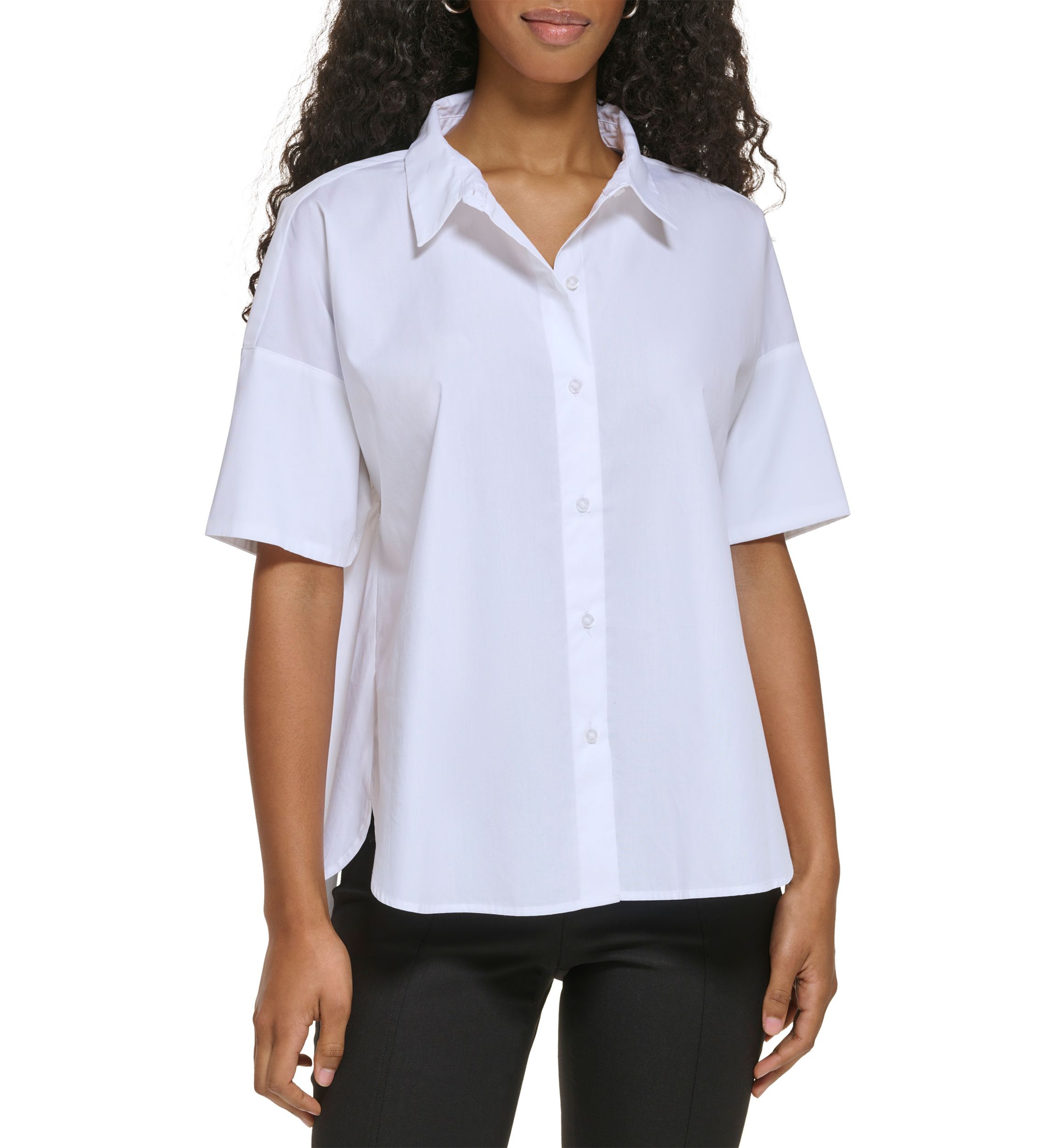 Womens Essential Short Sleeve Poplin Shirt