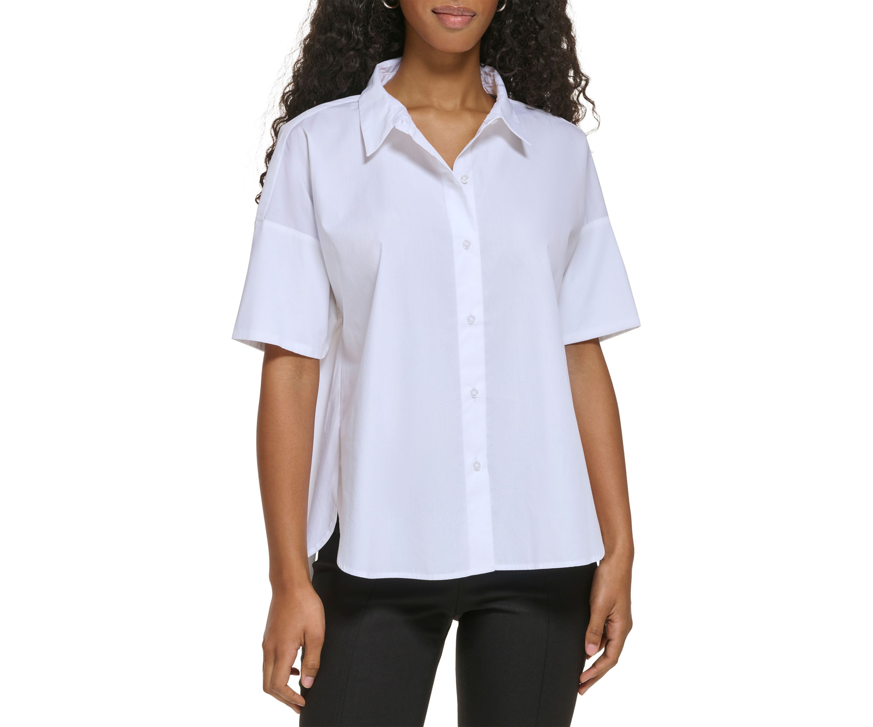 Womens Essential Short Sleeve Poplin Shirt