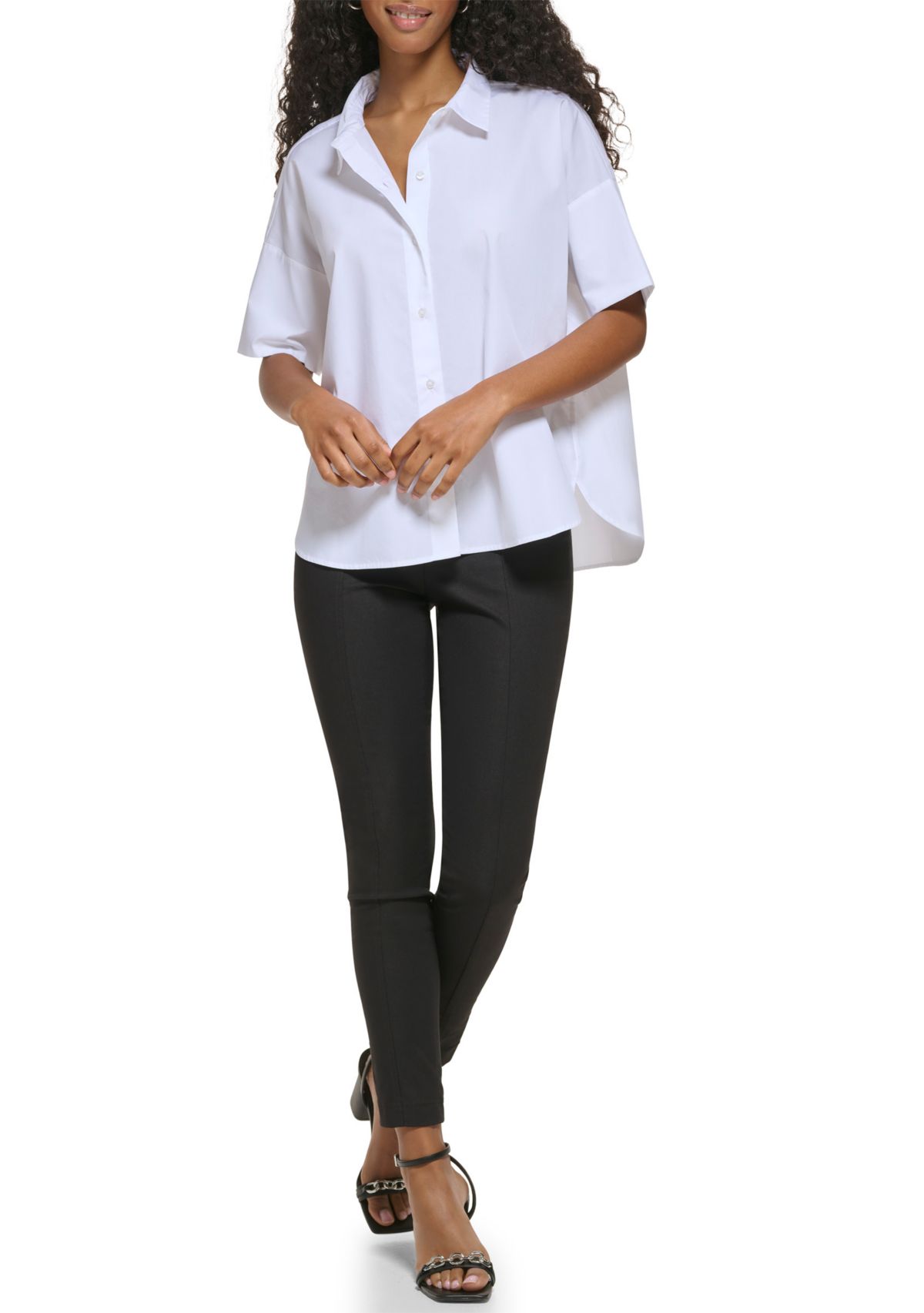 Womens Essential Short Sleeve Poplin Shirt