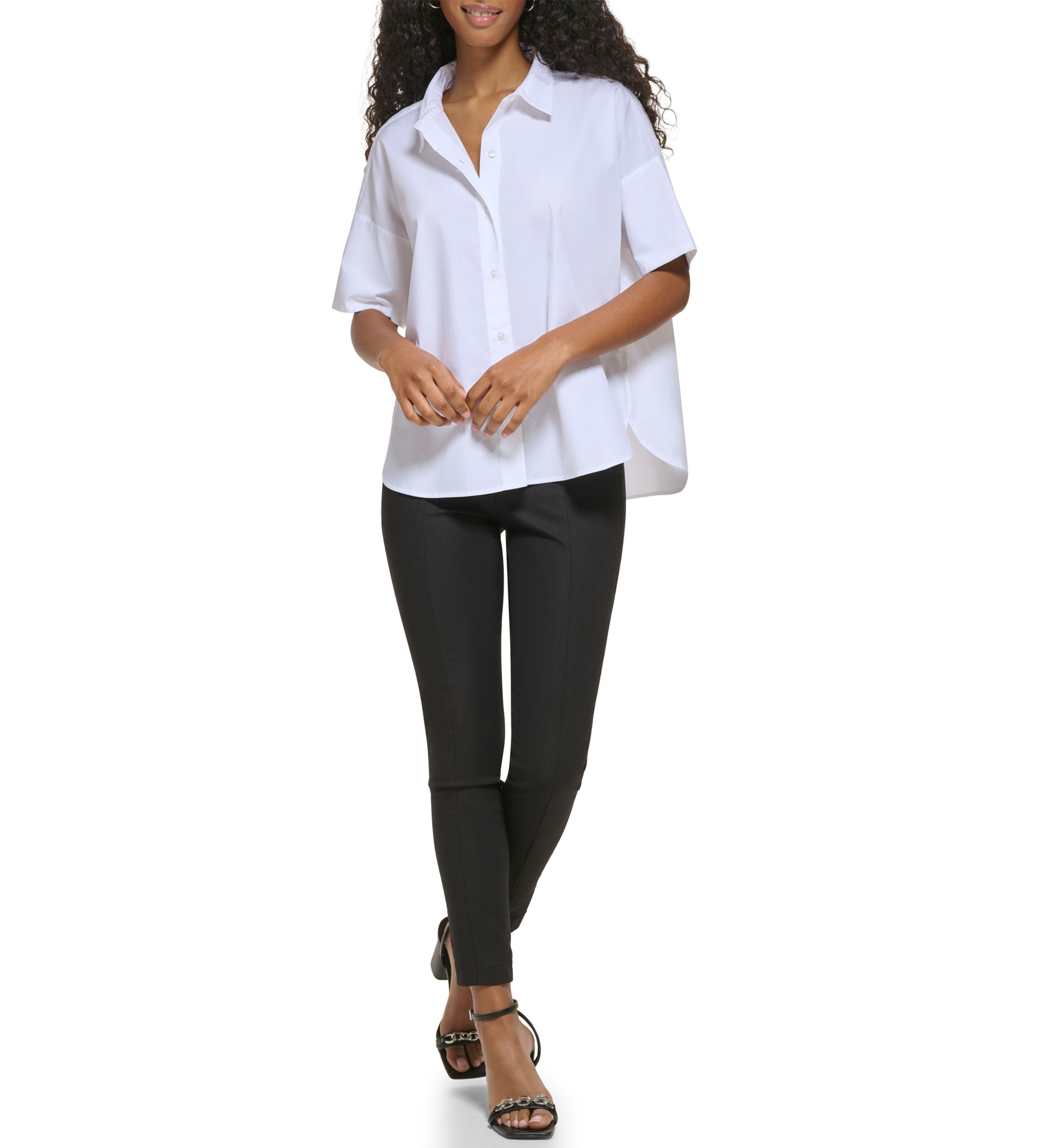 Womens Essential Short Sleeve Poplin Shirt