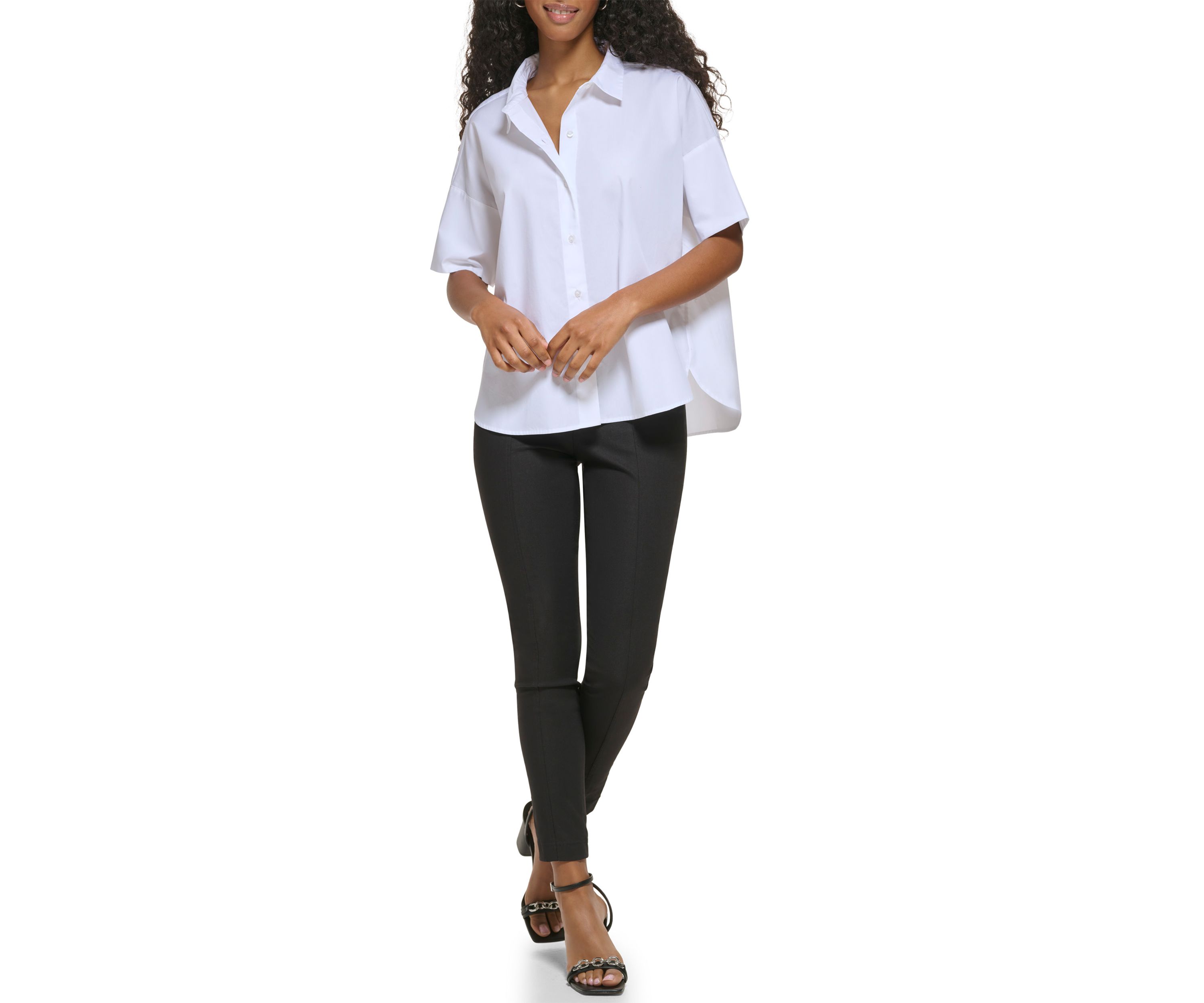 Womens Essential Short Sleeve Poplin Shirt