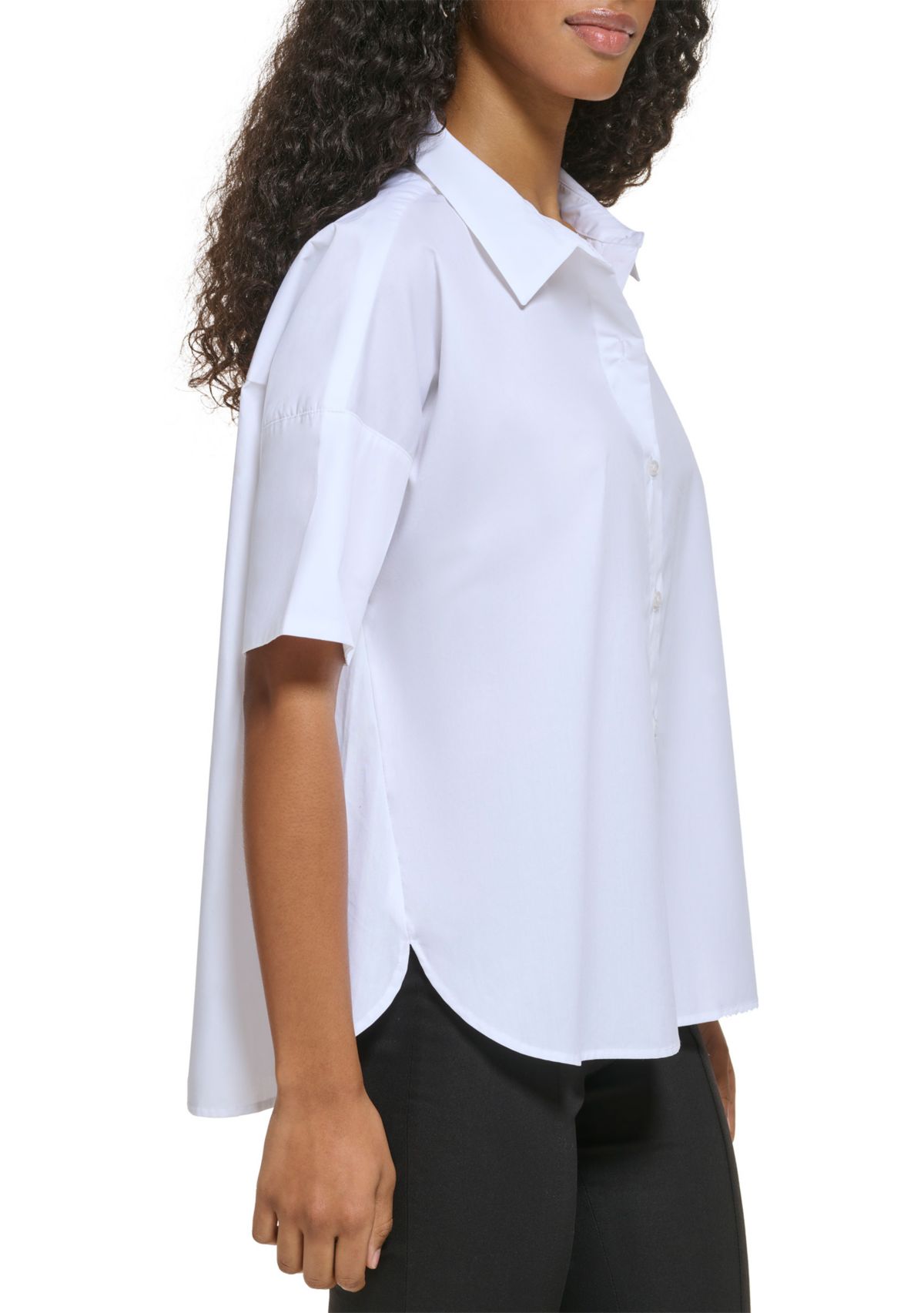 Womens Essential Short Sleeve Poplin Shirt
