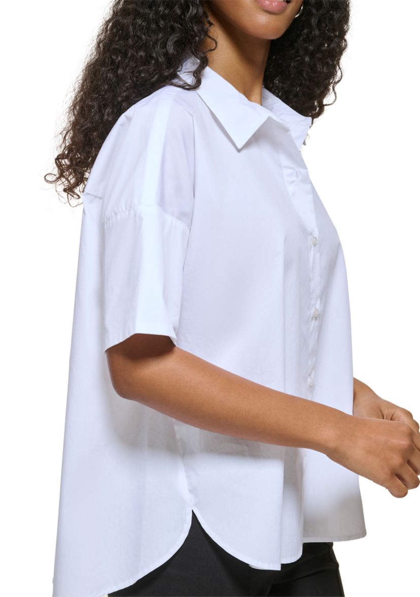 Womens Essential Short Sleeve Poplin Shirt