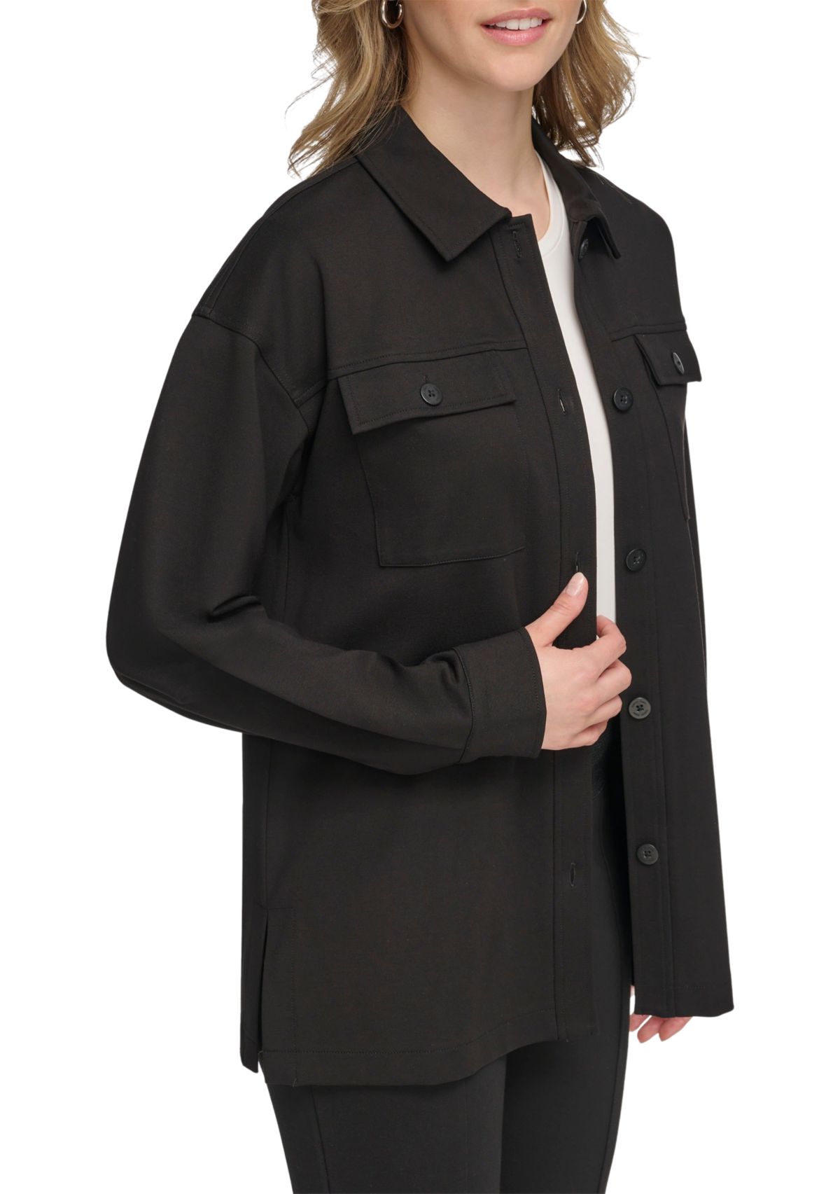 Womens Essentials Ponte Shacket