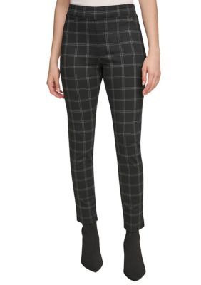 Calvin Klein Women s Essentials Ponte Plaid Leggings belk