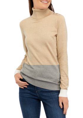 Women's Color Block Turtleneck Sweater