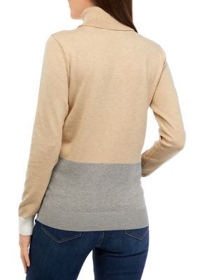 Women's Color Block Turtleneck Sweater