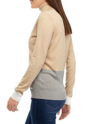 Women's Color Block Turtleneck Sweater