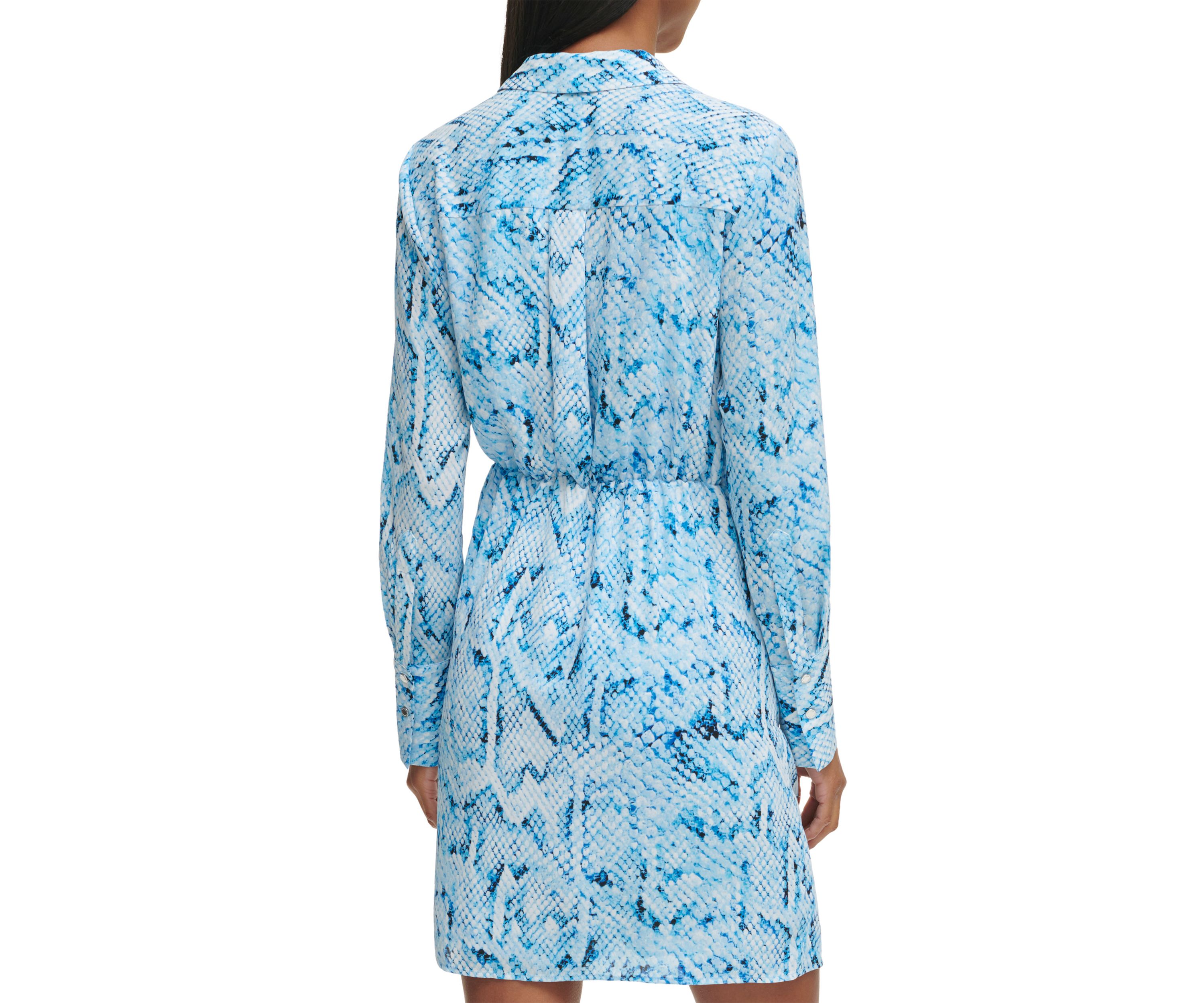 Womens Printed Twist Waist Shirtdress