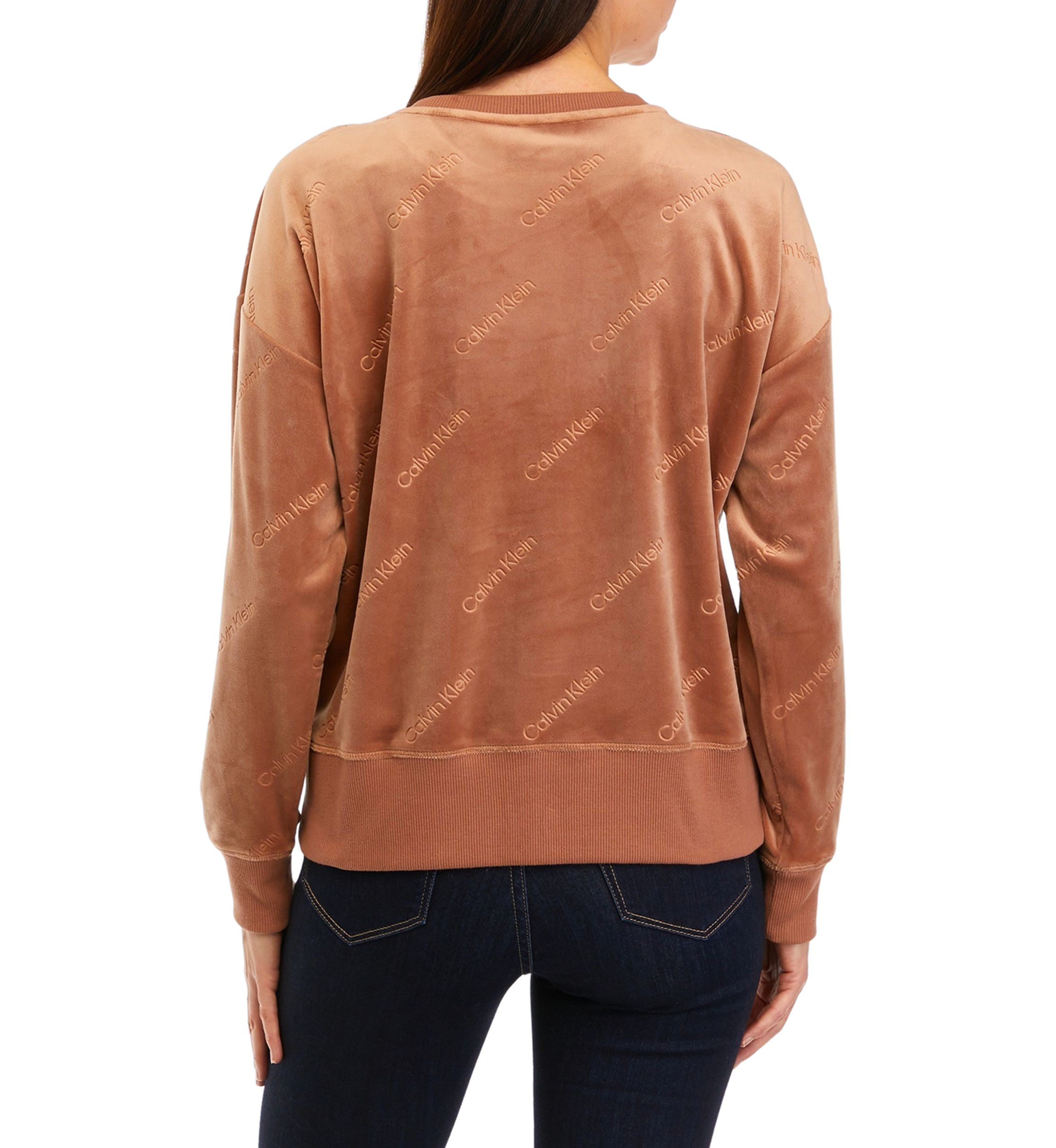 Womens Velour Logo Burnout Pullover Sweatshirt