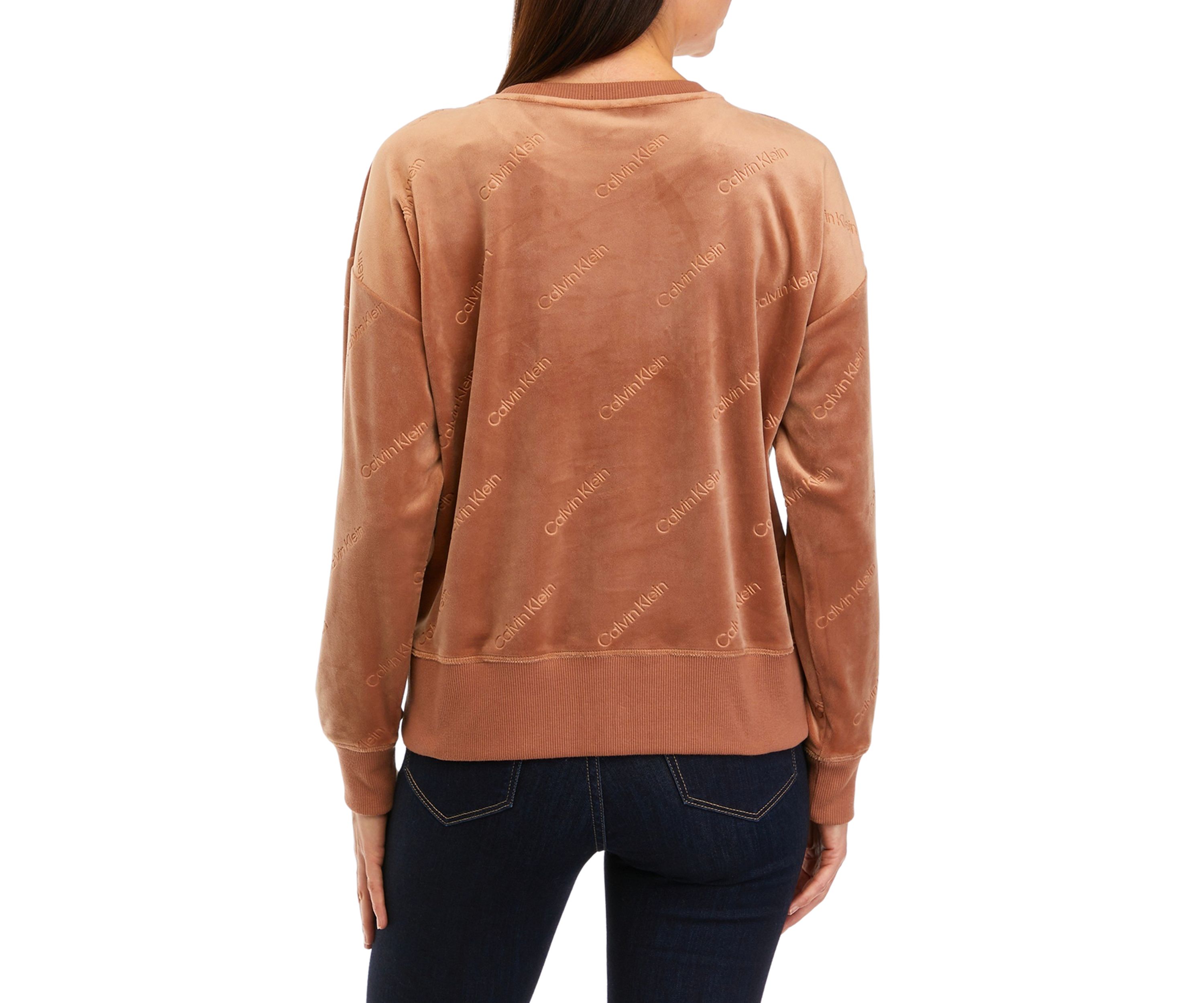 Womens Velour Logo Burnout Pullover Sweatshirt