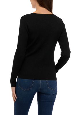 Women's Lurex® Twist Neck Cutout Sweater