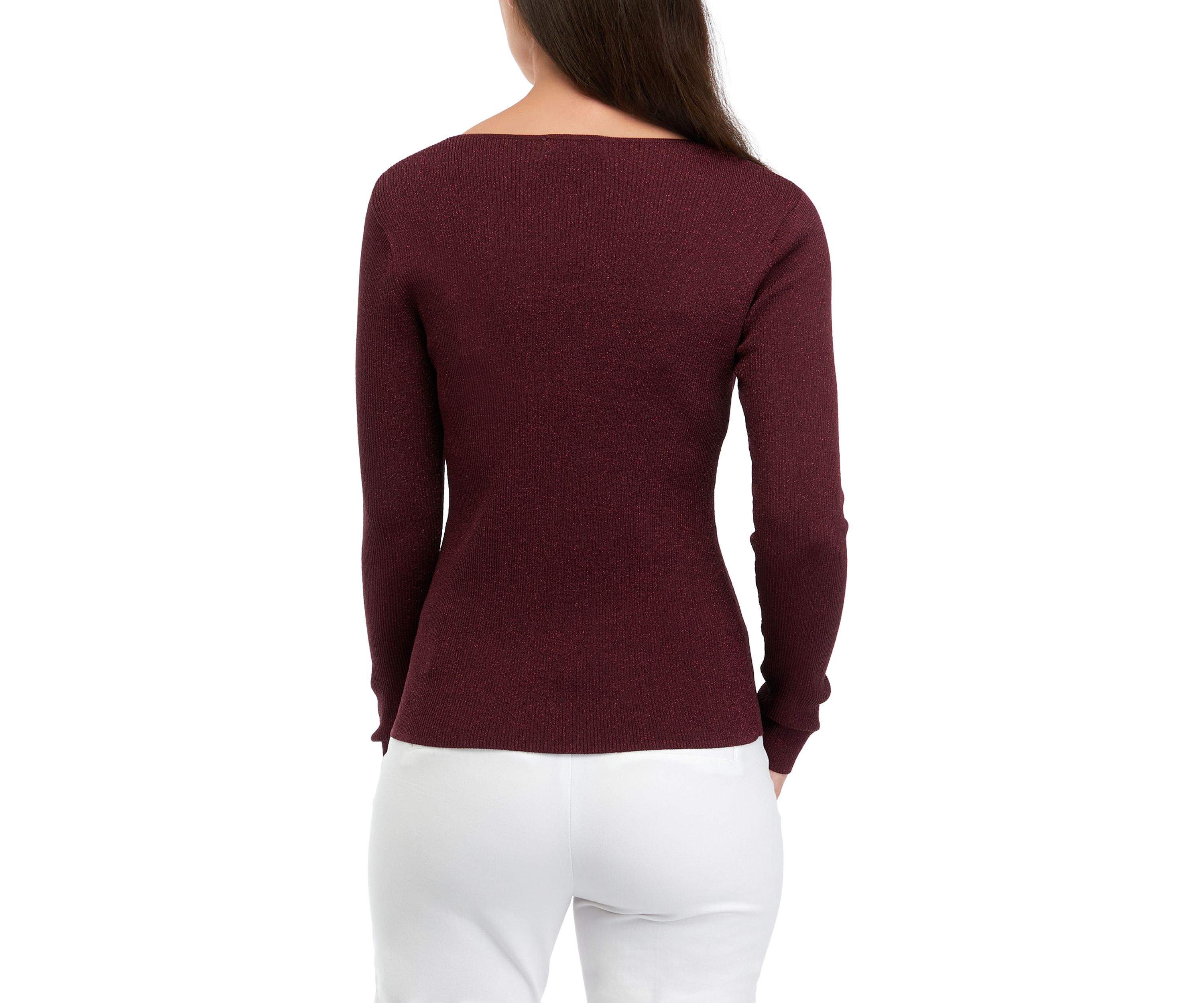 Womens Lurex® Twist Neck Cutout Sweater