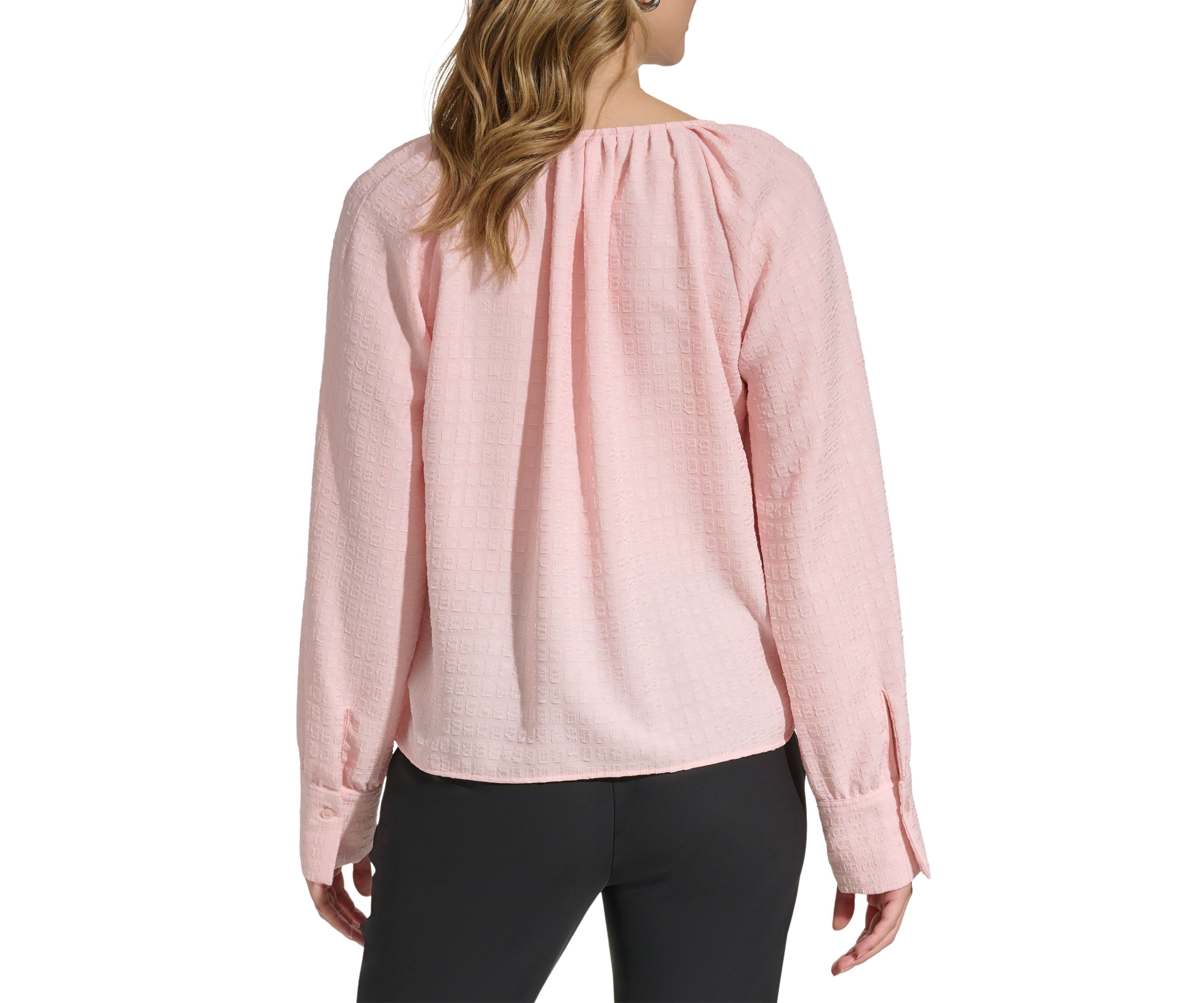 Womens V-Neck Window Pane Blouse