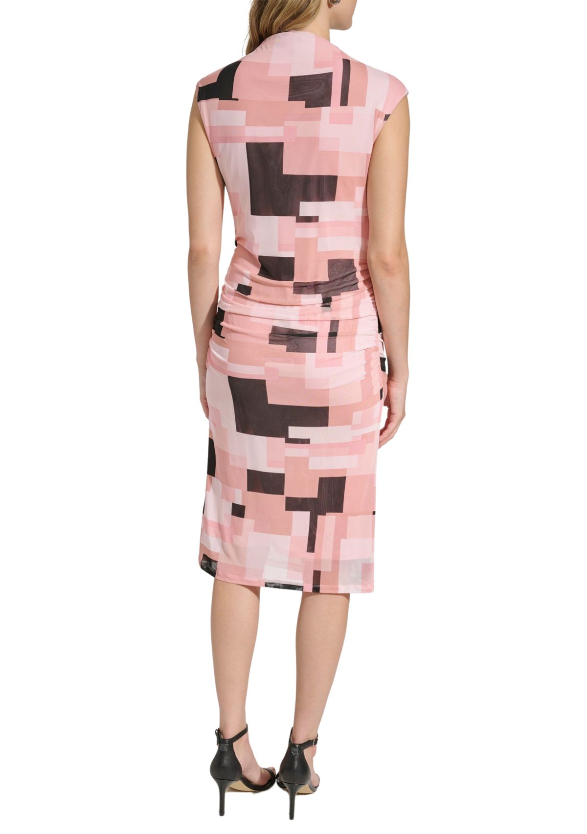 Womens Printed Side Ruched Dress