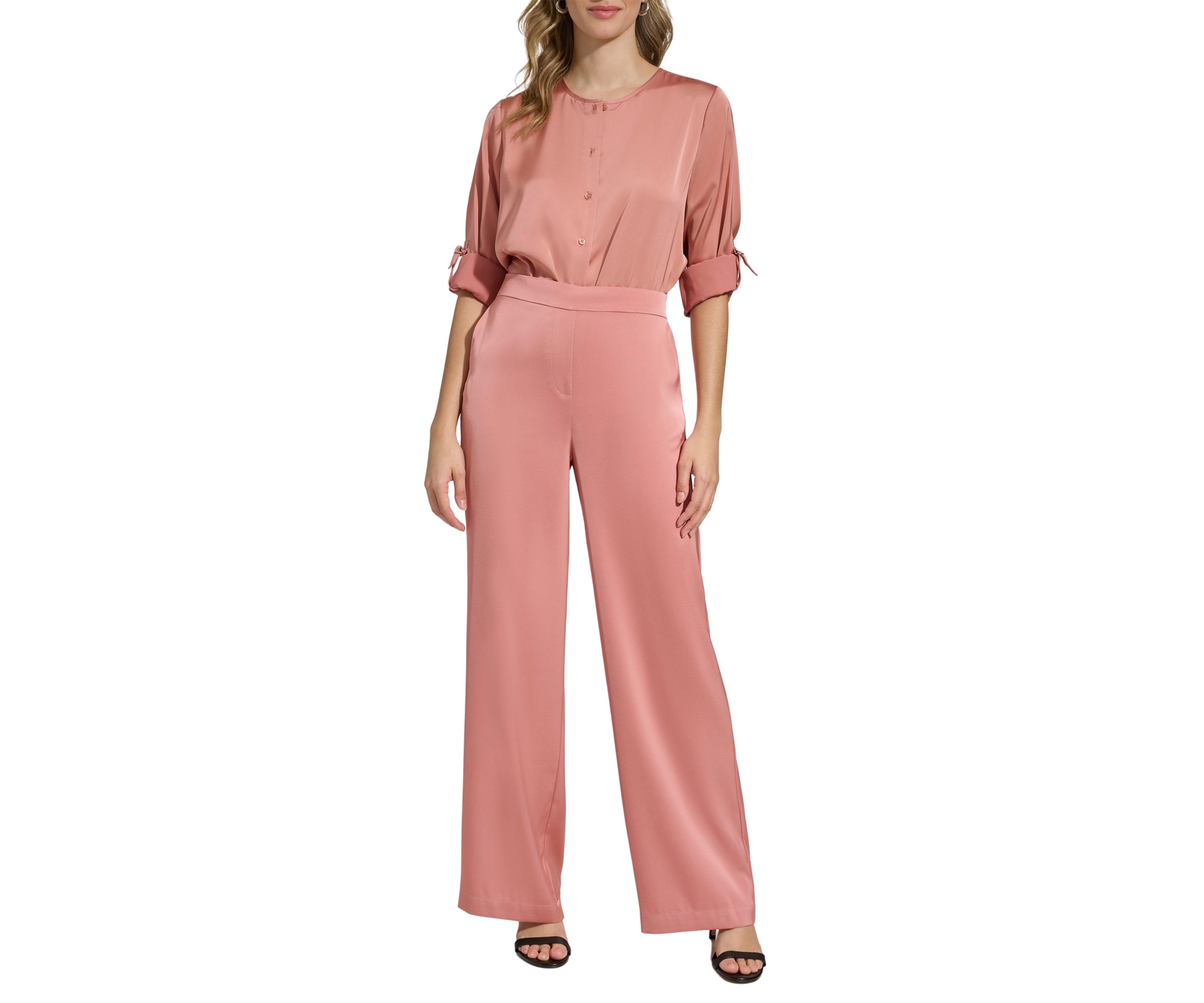 Womens Wide Leg Satin Pants