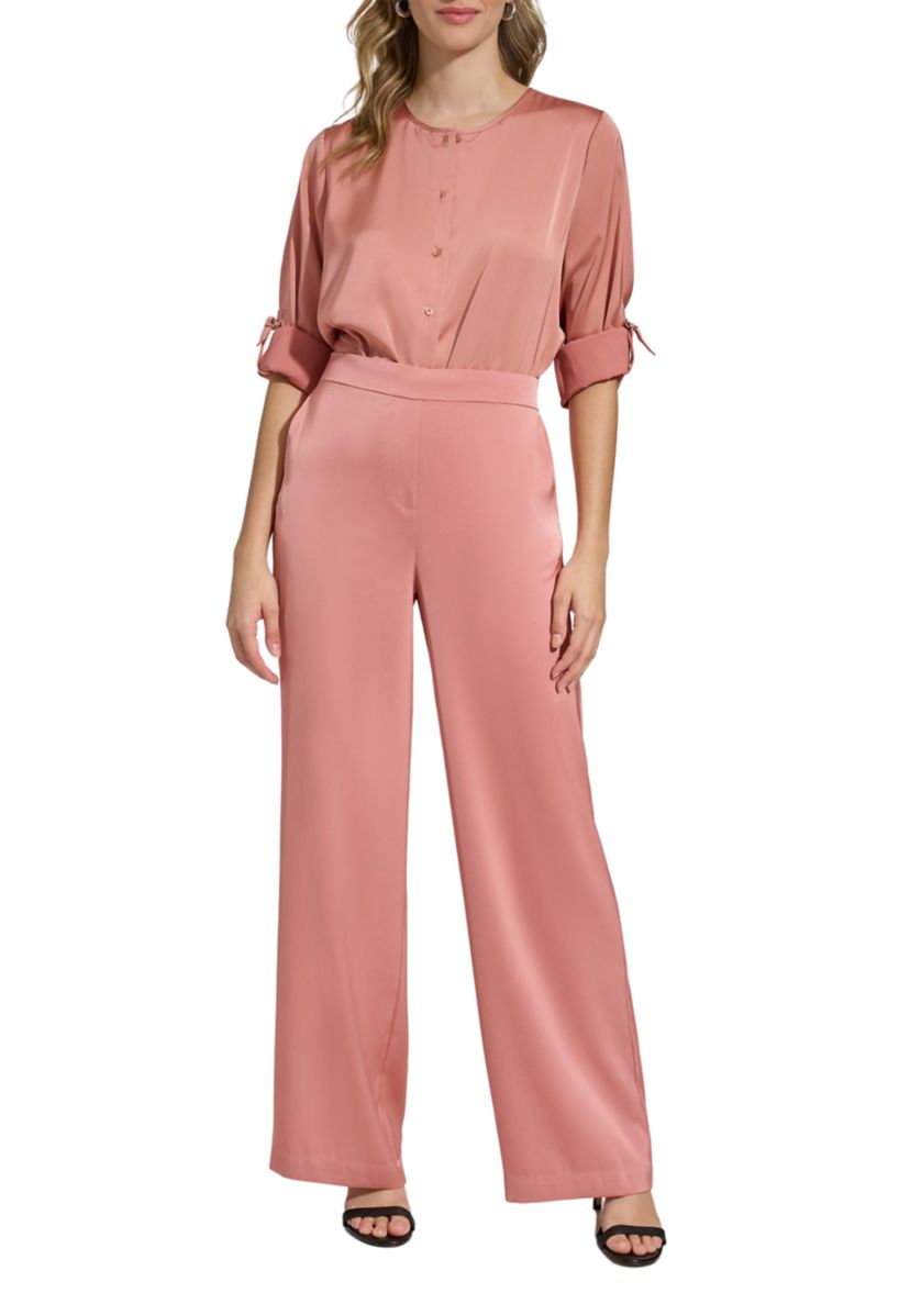 Womens Wide Leg Satin Pants