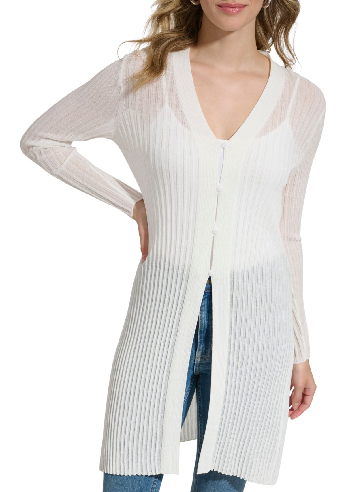 Womens Button Front V-Neck Sweater Knit Cardigan