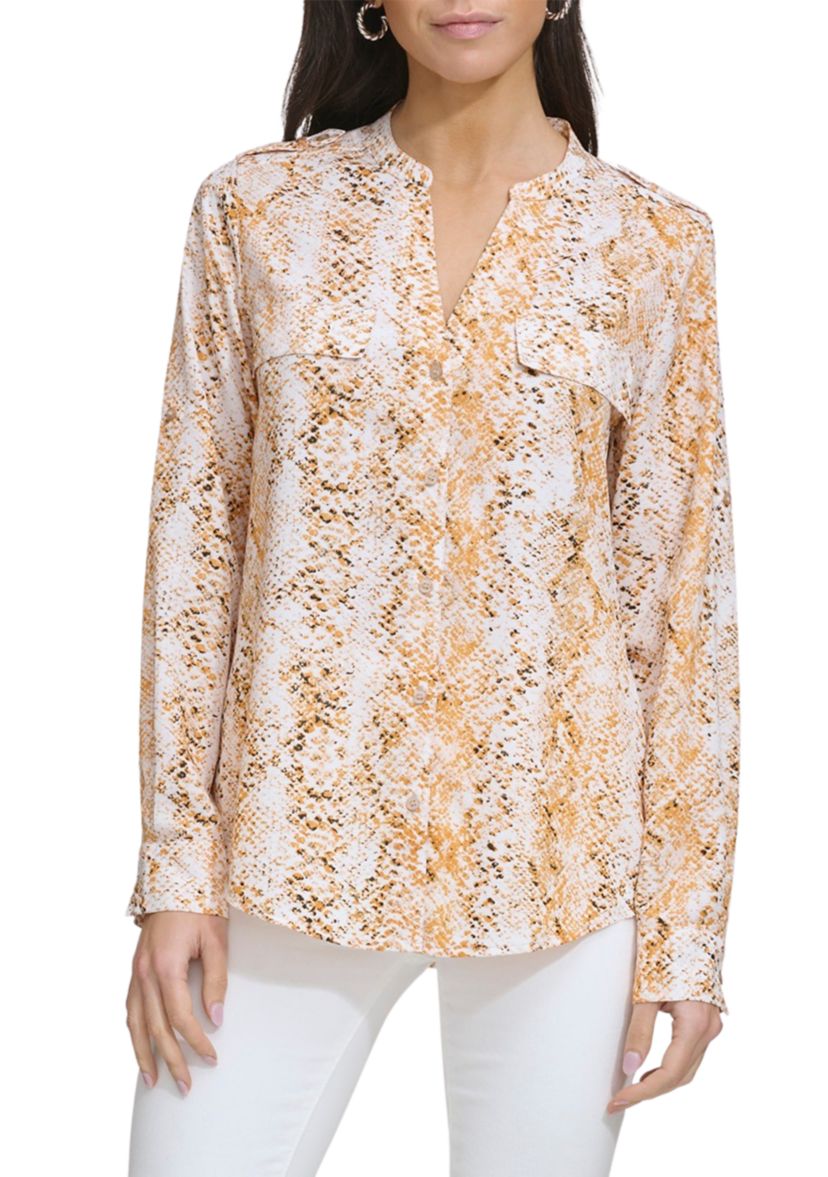 Womens Roll Sleeve Printed Top 