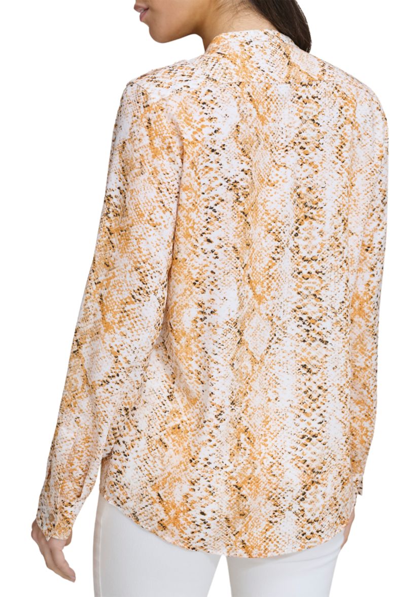 Womens Roll Sleeve Printed Top 
