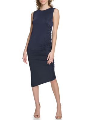 Calvin Klein Women s Sleeveless Side Ruch Midi Dress belk