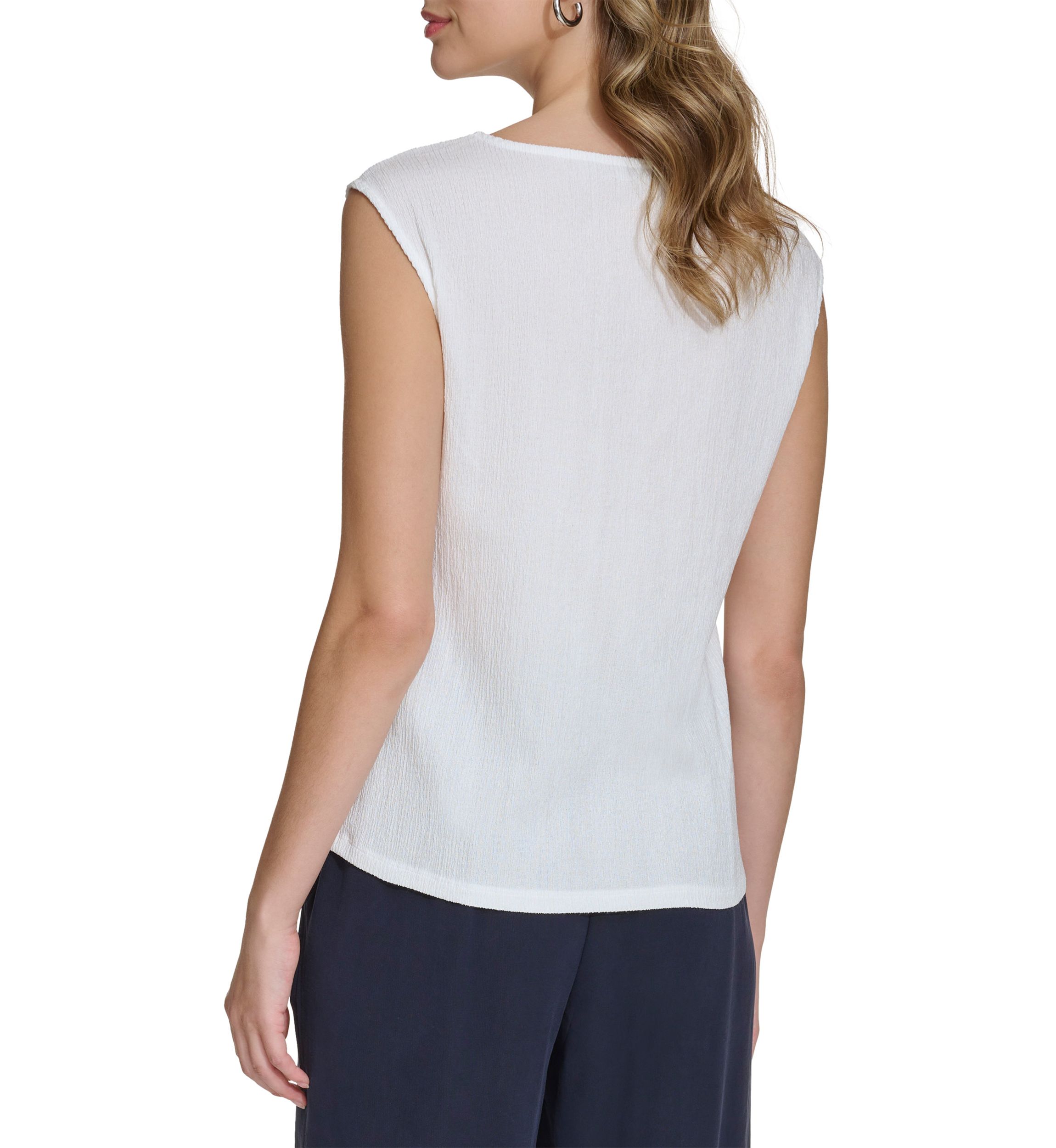 Womens Solid Asymmetrical Textured Knit Top
