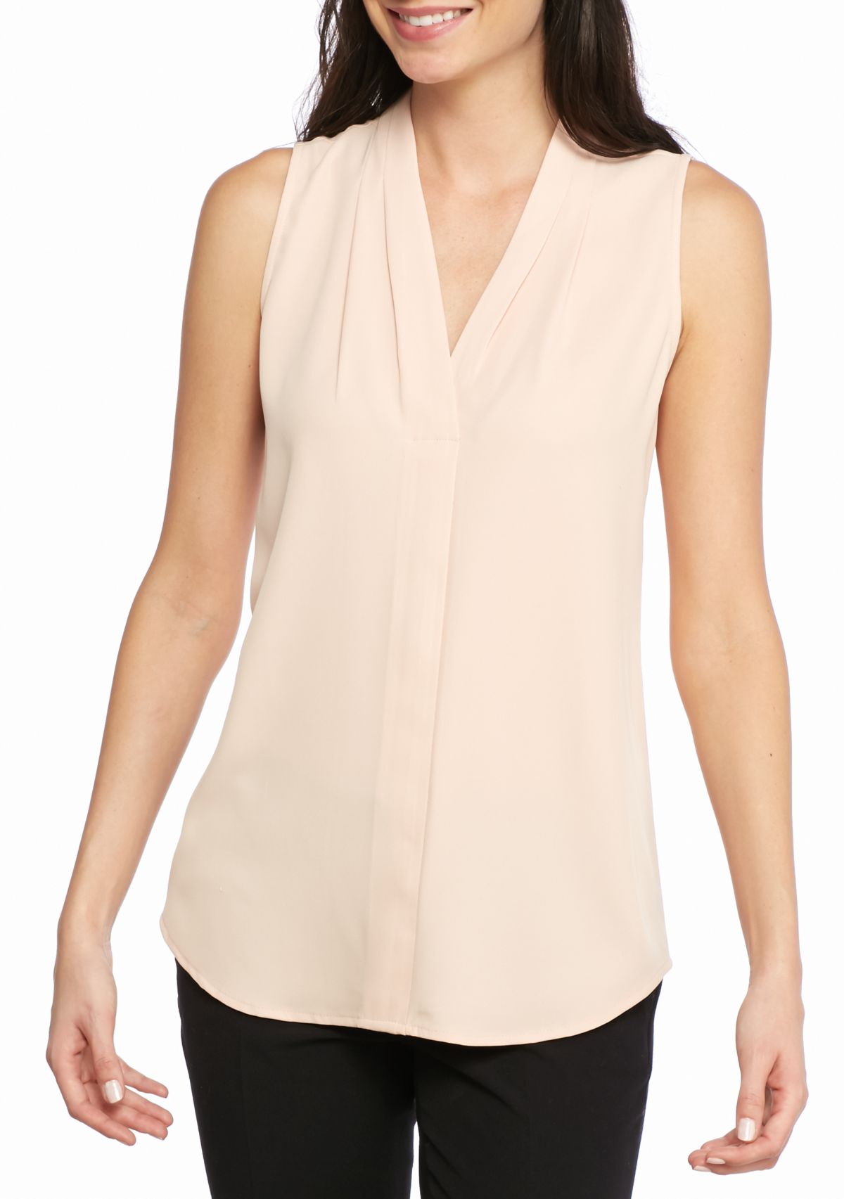 Pleated V-Neck Blouse