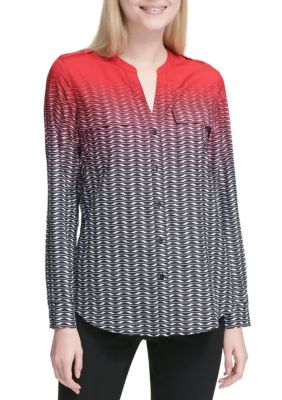 Calvin Klein Dip Dye Printed Blouse | belk