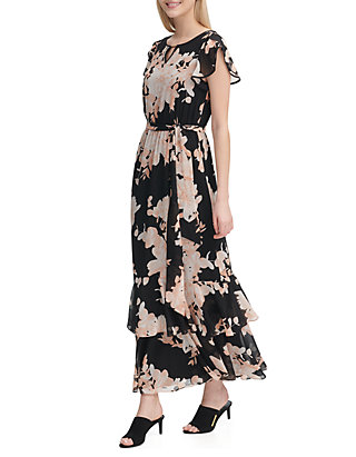 Calvin Klein Floral Chiffon Maxi Dress | belk
