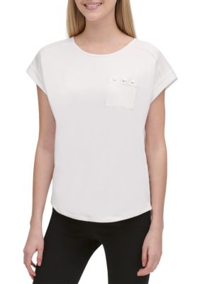 calvin klein cap sleeve pocket tee