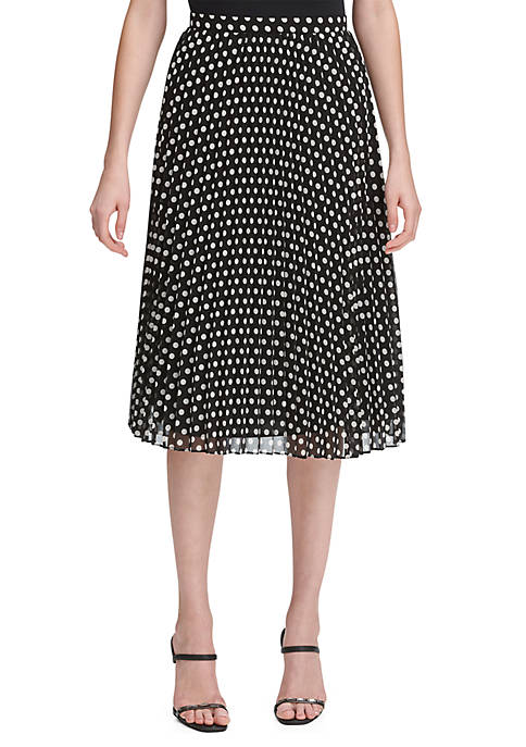 Calvin Klein Dot Pleated Midi Skirt | belk