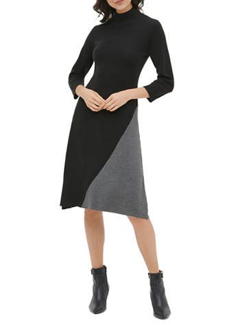 Calvin Klein Asymmetrical Color Block Sweater Dress | belk