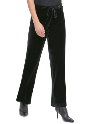 Calvin klein black velvet on sale pants