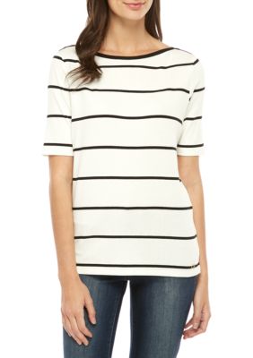 calvin klein fade pinstripe flutter sleeve t shir