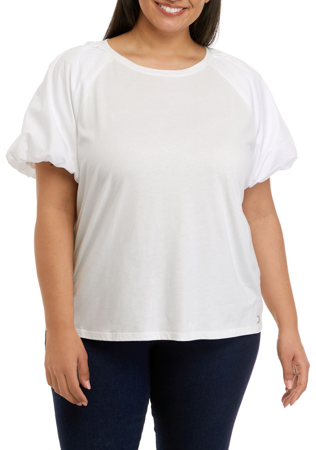 Plus Size Short Sleeve Poplin Top 