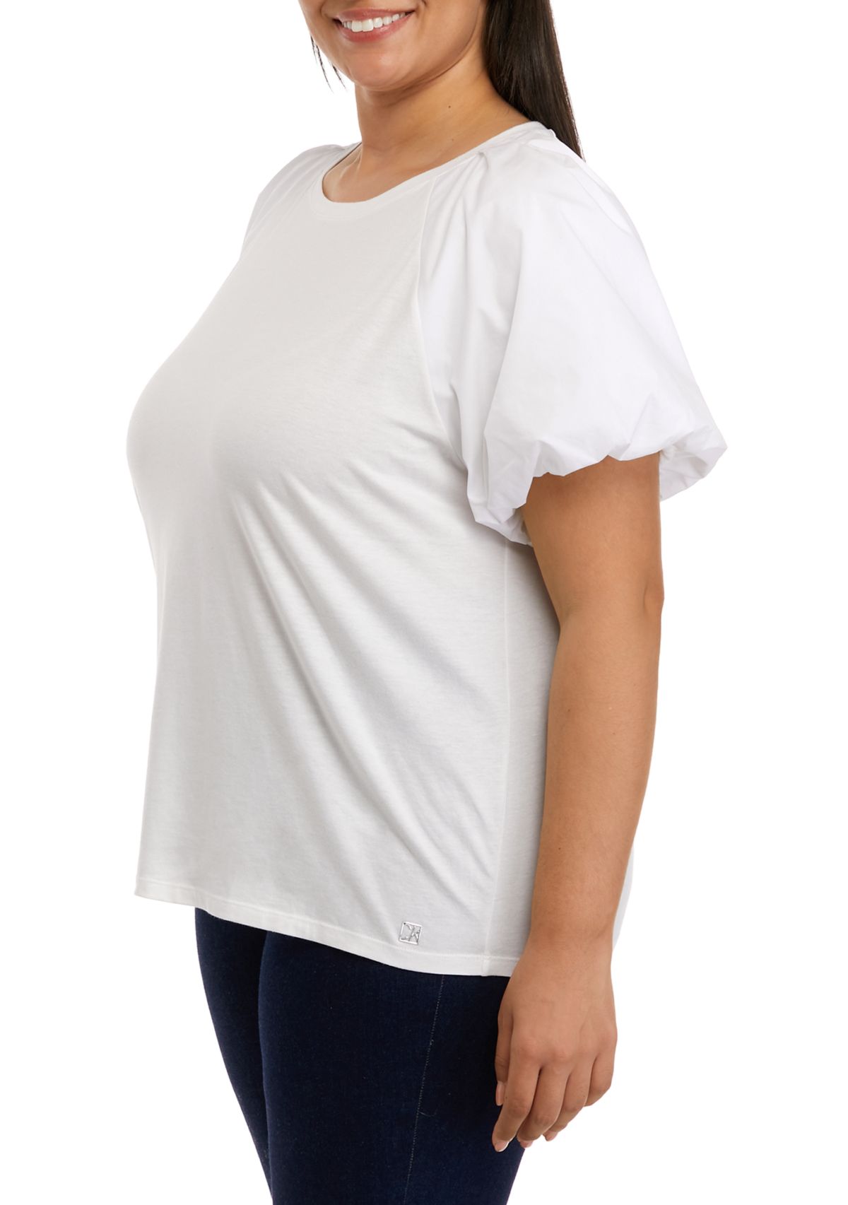Plus Size Short Sleeve Poplin Top 