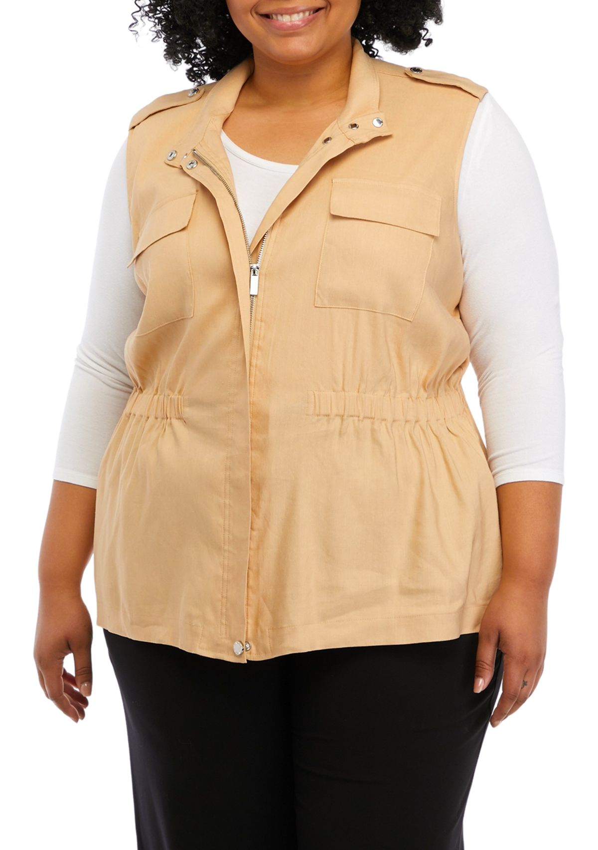 Plus Size Stretch Linen Vest 