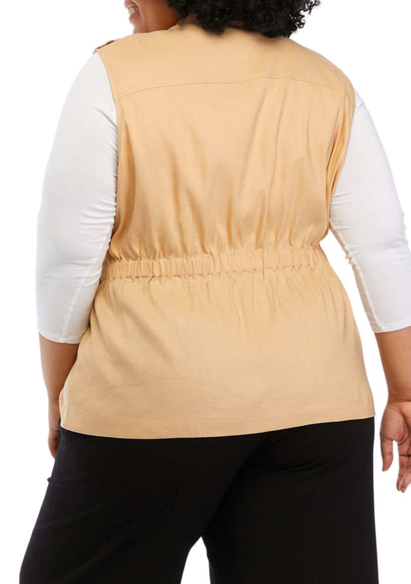Plus Size Stretch Linen Vest 