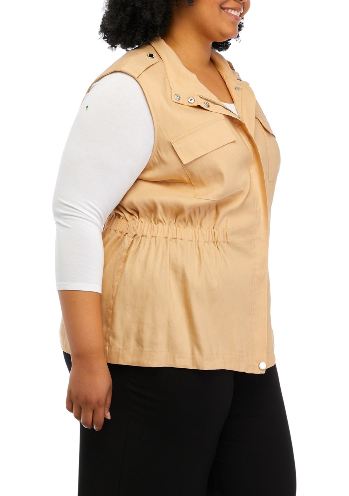 Plus Size Stretch Linen Vest 