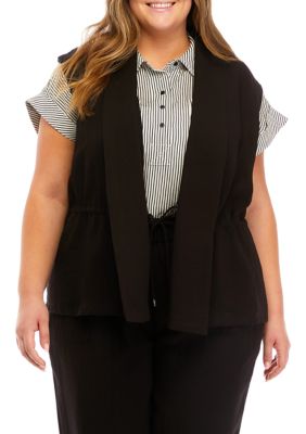 Calvin Klein Women's Plus Size Soft Rayon Completer Top, Black, 1X