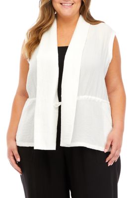 Calvin Klein Women's Plus Size Soft Rayon Completer Top, White, 2X