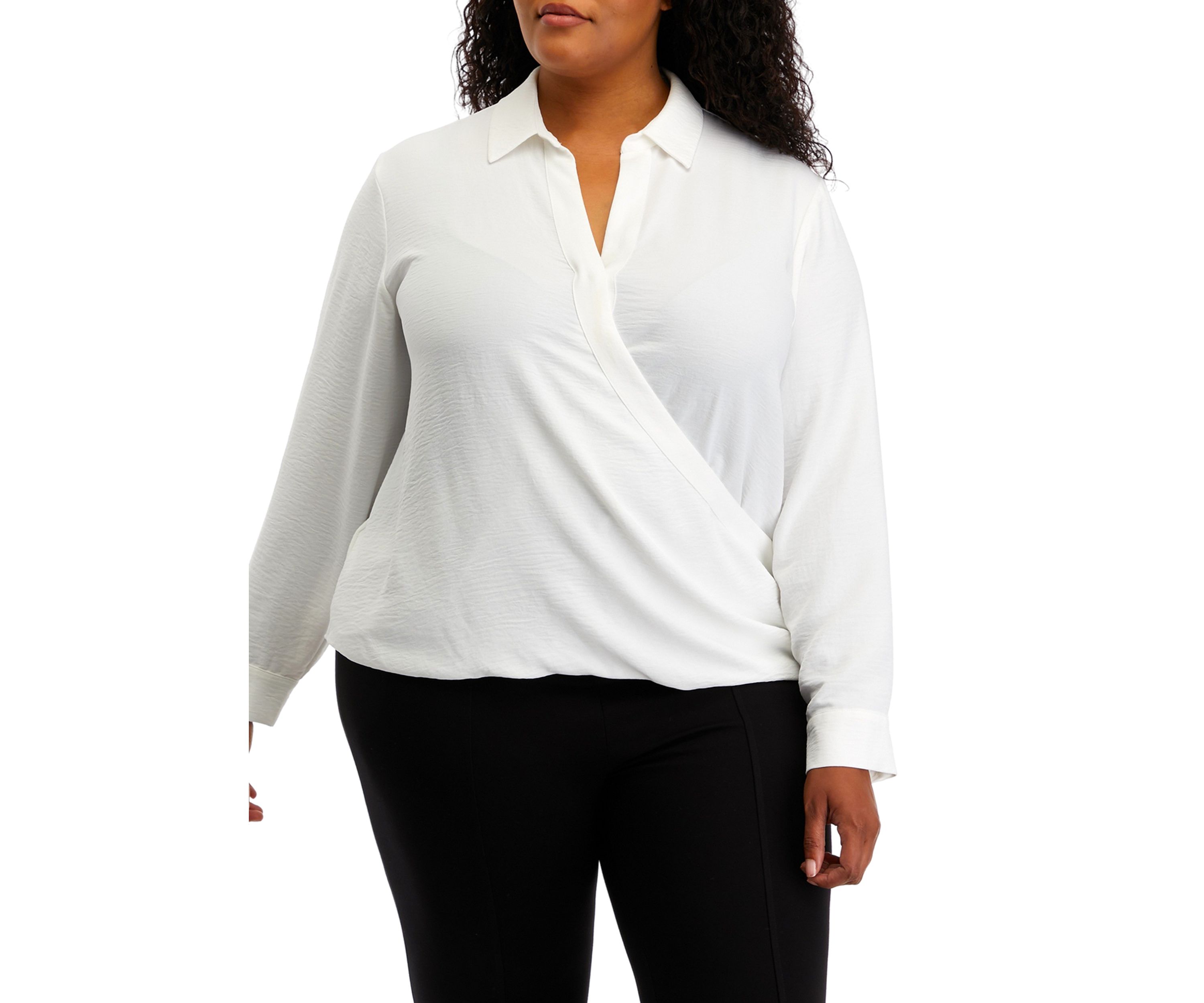Plus Size Long Sleeve Wrapped Top
